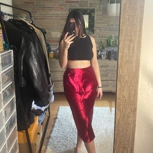 red midi skirt
